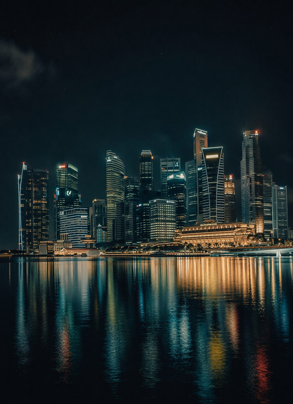 Singapore financial district at night